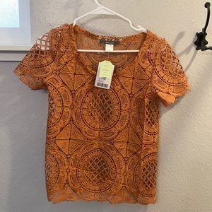 Anthropologie (Blue Tassel) Burnt Orange Top